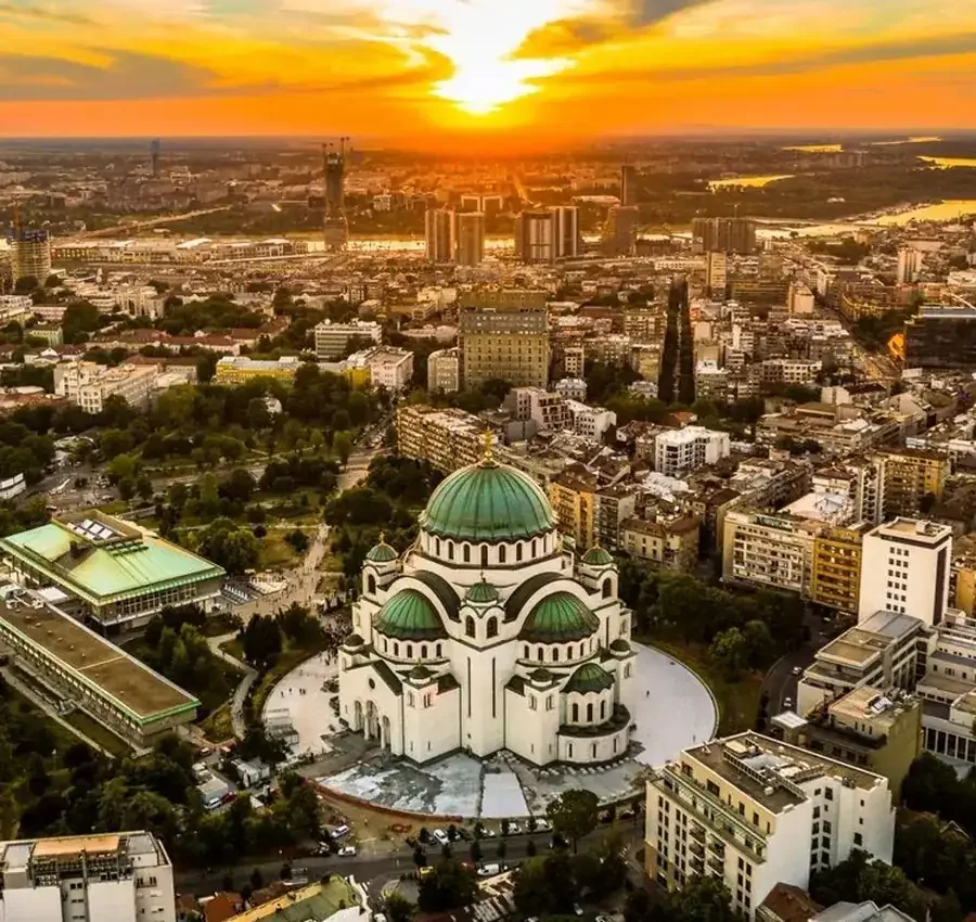 Belgrade city and St Sava Church, Serbia